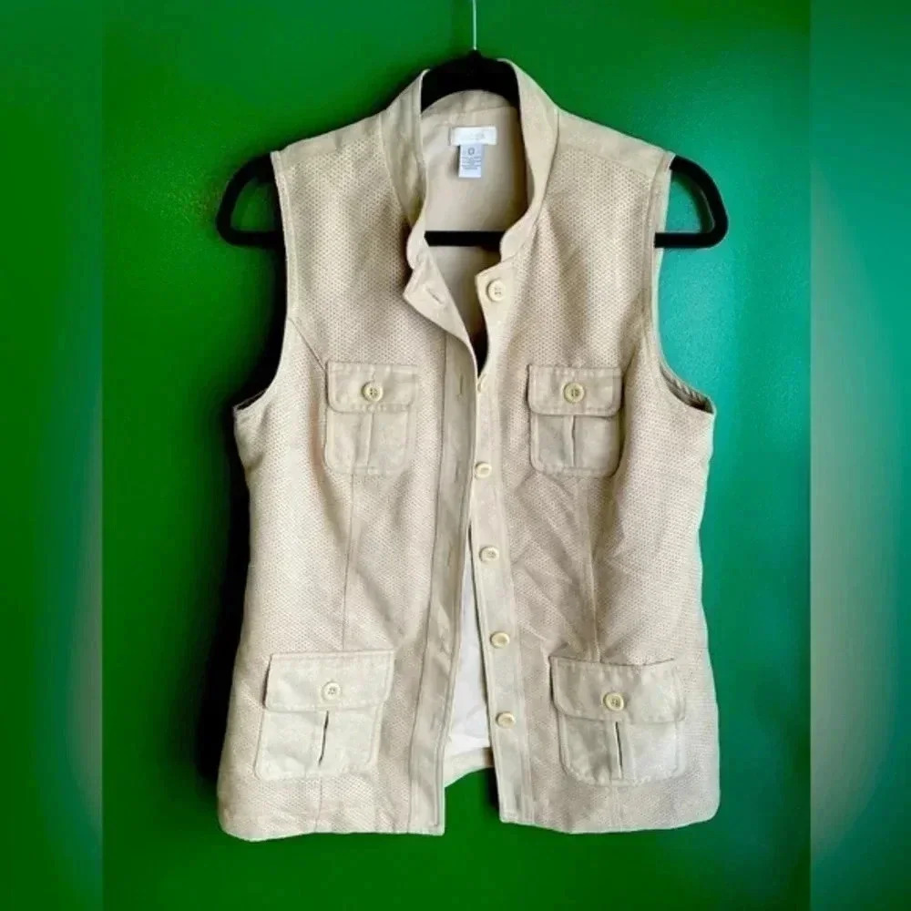 Chico’s Vegan Suede Vest Jacket Size 0 Small EUC!